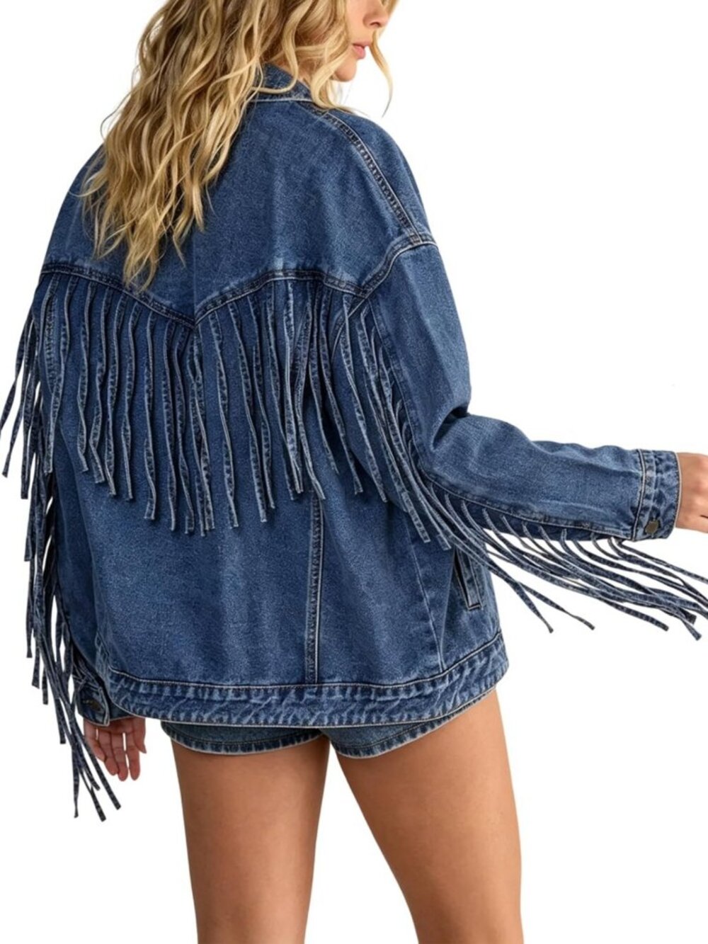 Oversized Fringed Denim Jacket for Women | Stylish Fall Western Outfit
